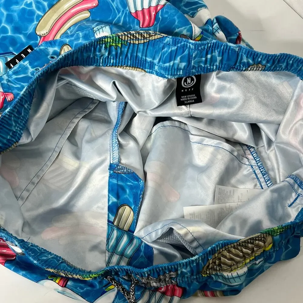 Neff Hot Tub Swim Trunk Shorts Pool Party Blue Size XL